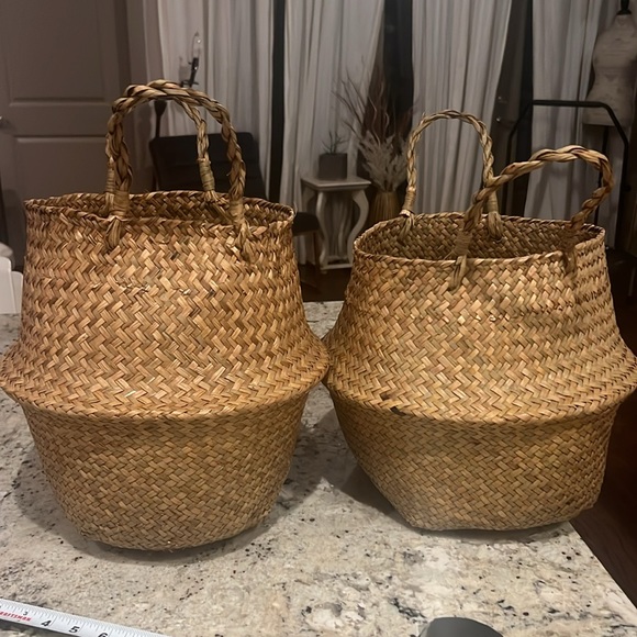 2 Folding Seagrass baskets Handmade, Loom Weave, Side handles, Plants, Storage - Picture 16 of 16